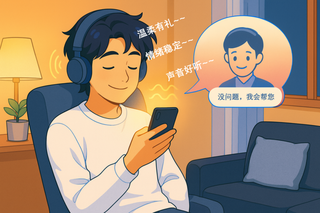 温柔有礼、声音好听、情绪稳定，超低延迟，与真人对话无异